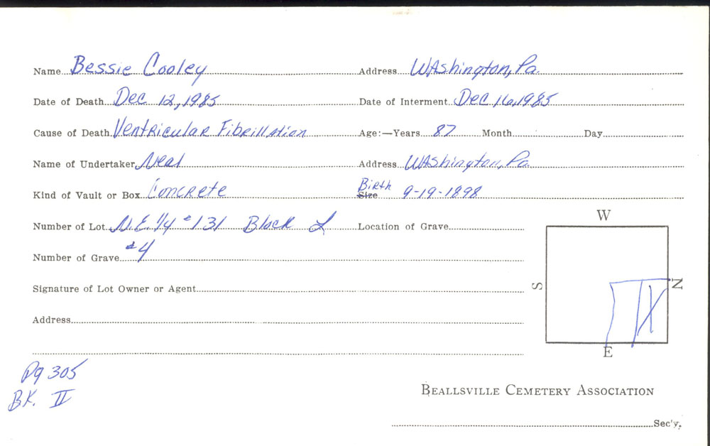 burial card